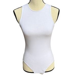 Mangopop NWT White Bodysuit S High Neck Tank Seamless Modal Clean Girl Basic